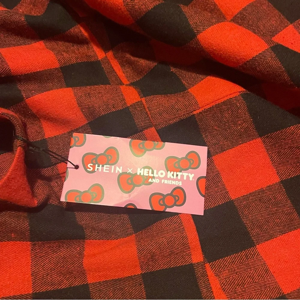 2 XL Shein Black & Red Plaid Hello Kitty Dress - Picture 10 of 16